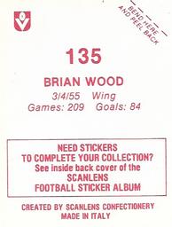 1983 Scanlens VFL Stickers #135 Bryan Wood Back